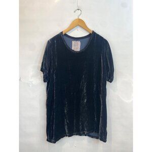 Pete & Greta Women's Crushed Velvet Tunic Top Navy Blue Size Small Flaw*